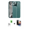 MARSİLYAN™- iPhone 16 Pro Kılıf Doruk Klasik Özel Seri - Siyah 3D Antistatik Mat Seramik Nano Ekran Koruyucu + Raze Metal Kamera Lens - BZ