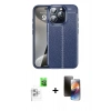 MARSİLYAN™- iPhone 16 Pro Kılıf Doruk Klasik Özel Seri - Siyah 3D Antistatik Mat Seramik Nano Ekran Koruyucu + Raze Metal Kamera Lens - BZ
