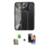 MARSİLYAN™- iPhone 16 Pro Kılıf Doruk Klasik Özel Seri - Siyah 3D Antistatik Mat Seramik Nano Ekran Koruyucu + Raze Metal Kamera Lens - CLTM