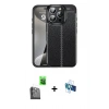 MARSİLYAN™- iPhone 16 Pro Kılıf Doruk Klasik Özel Seri - Siyah 3D Antistatik Seramik Nano Ekran Koruyucu + Raze Metal Kamera Lens - SH