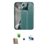 MARSİLYAN™- iPhone 16 Pro Kılıf Doruk Klasik Özel Seri - Siyah 3D Antistatik Seramik Nano Ekran Koruyucu + Raze Metal Kamera Lens - CLTM