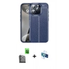 MARSİLYAN™- iPhone 16 Pro Kılıf Doruk Klasik Özel Seri - Siyah 3D Antistatik Seramik Nano Ekran Koruyucu + Raze Metal Kamera Lens - SH