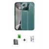 MARSİLYAN™- iPhone 16 Pro Kılıf Doruk Klasik Özel Seri - Siyah Bilvis 0.18mm Plus Cam Ekran Koruyucu + Raze Metal Kamera Lens - SH