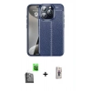MARSİLYAN™- iPhone 16 Pro Kılıf Doruk Klasik Özel Seri - Siyah Bilvis 3D Cam Ekran Koruyucu + Siyah Raze Metal Kamera Lens