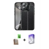 MARSİLYAN™- iPhone 16 Pro Kılıf Doruk Klasik Özel Seri - Siyah Bilvis 5in1 3D Magic Cam Ekran Koruyucu + Raze Metal Kamera Lens - CLTM