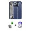 MARSİLYAN™- iPhone 16 Pro Kılıf Doruk Klasik Özel Seri - Siyah Bilvis 5in1 3D Magic Cam Ekran Koruyucu + Siyah Raze Metal Kamera Lens