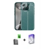 MARSİLYAN™- iPhone 16 Pro Kılıf Doruk Klasik Özel Seri - Siyah Bilvis 5in1 3D Magic Cam Ekran Koruyucu + Siyah Raze Metal Kamera Lens