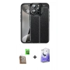 MARSİLYAN™- iPhone 16 Pro Kılıf Doruk Klasik Özel Seri - Siyah Bilvis 5in1 5D Magic Hayalet Cam Ekran Koruyucu + Raze Metal Kamera Lens - CLTM