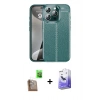 MARSİLYAN™- iPhone 16 Pro Kılıf Doruk Klasik Özel Seri - Siyah Bilvis 5in1 5D Magic Hayalet Cam Ekran Koruyucu + Raze Metal Kamera Lens - CLTM