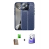 MARSİLYAN™- iPhone 16 Pro Kılıf Doruk Klasik Özel Seri - Siyah Bilvis 5in1 5D Magic Hayalet Cam Ekran Koruyucu + Raze Metal Kamera Lens - CLTM