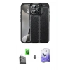MARSİLYAN™- iPhone 16 Pro Kılıf Doruk Klasik Özel Seri - Siyah Bilvis 5in1 5D Magic Hayalet Cam Ekran Koruyucu + Raze Metal Kamera Lens - SH