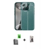 MARSİLYAN™- iPhone 16 Pro Kılıf Doruk Klasik Özel Seri - Siyah Bilvis Hayalet Cam Ekran Koruyucu + Raze Metal Kamera Lens - SH