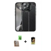 MARSİLYAN™- iPhone 16 Pro Kılıf Doruk Klasik Özel Seri - Siyah Buffer Cam Ekran Koruyucu + Raze Metal Kamera Lens - CLTM