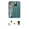 MARSİLYAN™- iPhone 16 Pro Kılıf Doruk Klasik Özel Seri - Siyah Buffer Cam Ekran Koruyucu + Raze Metal Kamera Lens - BZ