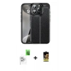 MARSİLYAN™- iPhone 16 Pro Kılıf Doruk Klasik Özel Seri - Siyah Buffer Cam Ekran Koruyucu + Raze Metal Kamera Lens - BZ