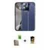MARSİLYAN™- iPhone 16 Pro Kılıf Doruk Klasik Özel Seri - Siyah Buffer Cam Ekran Koruyucu + Raze Metal Kamera Lens - CLTM