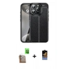 MARSİLYAN™- iPhone 16 Pro Kılıf Doruk Klasik Özel Seri - Siyah Buffer Hayalet Cam Ekran Koruyucu + Raze Metal Kamera Lens - CLTM