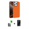 MARSİLYAN™- iPhone 16 Pro Kılıf Doruk Serisi - Siyah 3D Antistatik Hayalet Cam Ekran Koruyucu + Raze Metal Kamera Lens - SH