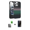 MARSİLYAN™- iPhone 16 Pro Kılıf Doruk Serisi - Siyah 3D Antistatik Hayalet Cam Ekran Koruyucu + Raze Metal Kamera Lens - SH
