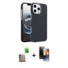 MARSİLYAN™- iPhone 16 Pro Kılıf Doruk Serisi - Siyah 3D Antistatik Mat Seramik Nano Ekran Koruyucu + Raze Metal Kamera Lens - CLTM