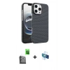 MARSİLYAN™- iPhone 16 Pro Kılıf Doruk Serisi - Siyah 3D Antistatik Seramik Nano Ekran Koruyucu + Raze Metal Kamera Lens - SH