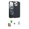 MARSİLYAN™- iPhone 16 Pro Kılıf Doruk Serisi - Siyah Bilvis 0.18mm Plus Cam Ekran Koruyucu + Raze Metal Kamera Lens - CLTM