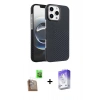 MARSİLYAN™- iPhone 16 Pro Kılıf Doruk Serisi - Siyah Bilvis 5in1 3D Magic Cam Ekran Koruyucu + Raze Metal Kamera Lens - CLTM