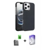 MARSİLYAN™- iPhone 16 Pro Kılıf Doruk Serisi - Siyah Bilvis 5in1 3D Magic Cam Ekran Koruyucu + Raze Metal Kamera Lens - SH