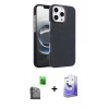 MARSİLYAN™- iPhone 16 Pro Kılıf Doruk Serisi - Siyah Bilvis 5in1 5D Magic Hayalet Cam Ekran Koruyucu + Raze Metal Kamera Lens - SH