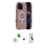 MARSİLYAN™- iPhone 16 Pro Kılıf Eksen Çizgi - Şeffaf Pasifik Cam Ekran Koruyucu + Raze Metal Kamera Lens - BZ
