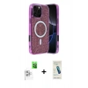 MARSİLYAN™- iPhone 16 Pro Kılıf Eksen Çizgi - Şeffaf Pasifik Cam Ekran Koruyucu + Raze Metal Kamera Lens - BZ