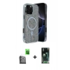 MARSİLYAN™- iPhone 16 Pro Kılıf Eksen Çizgi - Siyah 360 Mat Full Body Arka Koruyucu + Raze Metal Kamera Lens - SH