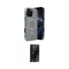 MARSİLYAN™- iPhone 16 Pro Kılıf Eksen Çizgi - Siyah 3D Antistatik Hayalet Cam Ekran Koruyucu