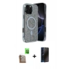 MARSİLYAN™- iPhone 16 Pro Kılıf Eksen Çizgi - Siyah 3D Antistatik Hayalet Cam Ekran Koruyucu + Raze Metal Kamera Lens - CLTM