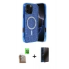 MARSİLYAN™- iPhone 16 Pro Kılıf Eksen Çizgi - Siyah 3D Antistatik Hayalet Cam Ekran Koruyucu + Raze Metal Kamera Lens - CLTM