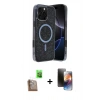 MARSİLYAN™- iPhone 16 Pro Kılıf Eksen Çizgi - Siyah 3D Antistatik Mat Seramik Nano Ekran Koruyucu + Raze Metal Kamera Lens - CLTM
