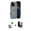 MARSİLYAN™- iPhone 16 Pro Kılıf Eksen Çizgi - Siyah 3D Antistatik Mat Seramik Nano Ekran Koruyucu + Raze Metal Kamera Lens - CLTM