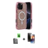 MARSİLYAN™- iPhone 16 Pro Kılıf Eksen Çizgi - Siyah 3D Antistatik Mat Seramik Nano Ekran Koruyucu + Siyah Raze Metal Kamera Lens