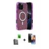 MARSİLYAN™- iPhone 16 Pro Kılıf Eksen Çizgi - Siyah 3D Antistatik Mat Seramik Nano Ekran Koruyucu + Siyah Raze Metal Kamera Lens