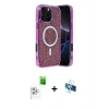MARSİLYAN™- iPhone 16 Pro Kılıf Eksen Çizgi - Siyah 3D Antistatik Seramik Nano Ekran Koruyucu + Raze Metal Kamera Lens - BZ