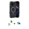 MARSİLYAN™- iPhone 16 Pro Kılıf Eksen Çizgi - Siyah 3D Antistatik Seramik Nano Ekran Koruyucu + Raze Metal Kamera Lens - BZ