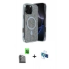 MARSİLYAN™- iPhone 16 Pro Kılıf Eksen Çizgi - Siyah 3D Antistatik Seramik Nano Ekran Koruyucu + Siyah Raze Metal Kamera Lens