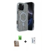 MARSİLYAN™- iPhone 16 Pro Kılıf Eksen Çizgi - Siyah Bilvis 0.18mm Plus Cam Ekran Koruyucu + Raze Metal Kamera Lens - CLTM
