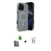 MARSİLYAN™- iPhone 16 Pro Kılıf Eksen Çizgi - Siyah Bilvis 0.18mm Plus Cam Ekran Koruyucu + Raze Metal Kamera Lens - SH