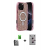 MARSİLYAN™- iPhone 16 Pro Kılıf Eksen Çizgi - Siyah Bilvis 3D Mat Cam Ekran Koruyucu + Raze Metal Kamera Lens - SH