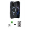 MARSİLYAN™- iPhone 16 Pro Kılıf Eksen Çizgi - Siyah Bilvis 3D Mat Cam Ekran Koruyucu + Raze Metal Kamera Lens - BZ