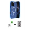MARSİLYAN™- iPhone 16 Pro Kılıf Eksen Çizgi - Siyah Bilvis 3D Mat Cam Ekran Koruyucu + Raze Metal Kamera Lens - BZ