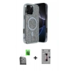 MARSİLYAN™- iPhone 16 Pro Kılıf Eksen Çizgi - Siyah Bilvis 3D Mat Cam Ekran Koruyucu + Raze Metal Kamera Lens - SH