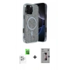 MARSİLYAN™- iPhone 16 Pro Kılıf Eksen Çizgi - Siyah Bilvis 3D Mat Cam Ekran Koruyucu + Raze Metal Kamera Lens - BZ