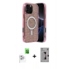 MARSİLYAN™- iPhone 16 Pro Kılıf Eksen Çizgi - Siyah Bilvis 3D Mat Cam Ekran Koruyucu + Raze Metal Kamera Lens - BZ